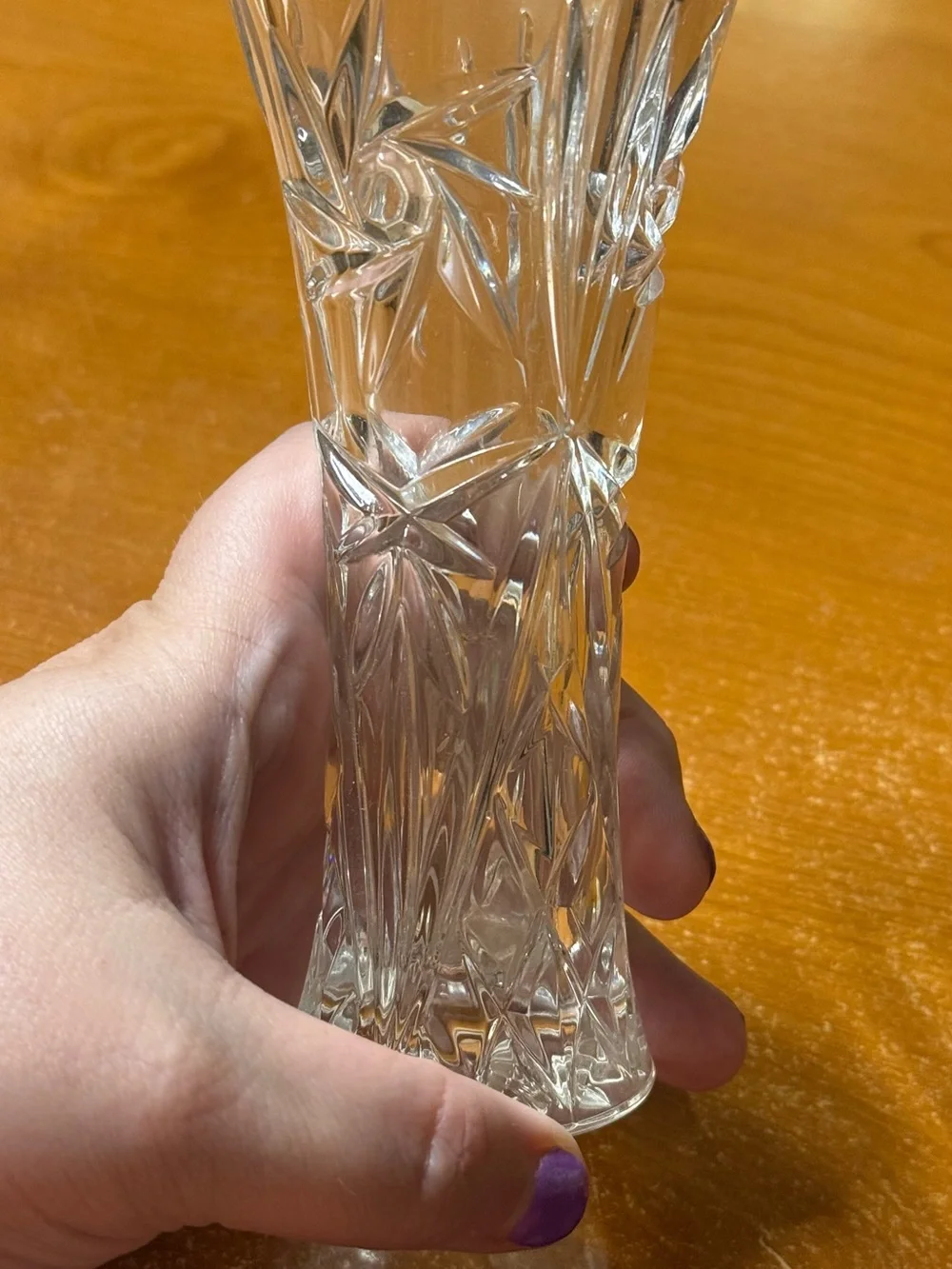 Lenox Clear Cut Glass Bud Vase - Faceted Design